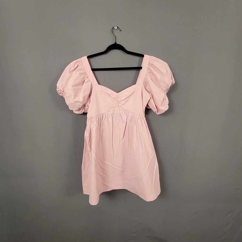 Showpo Pink Puff Sleeve Babydoll Sundress Sweetheart Cotton Coquette